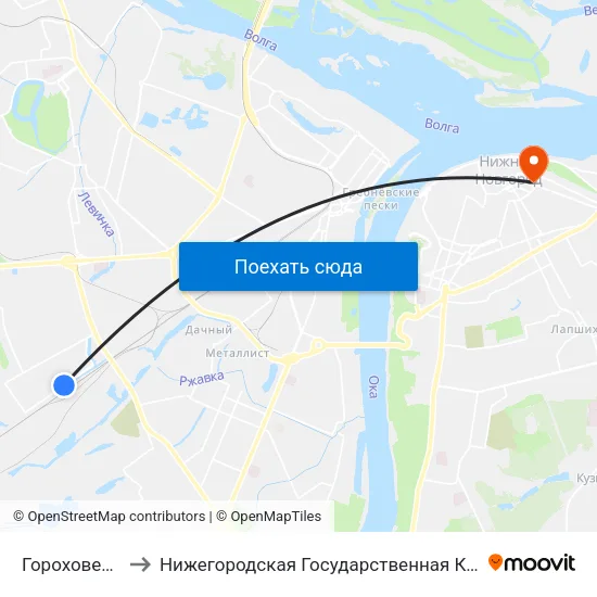 Гороховецкая Улица to Нижегородская Государственная Консерватория Им. М.И. Глинки map