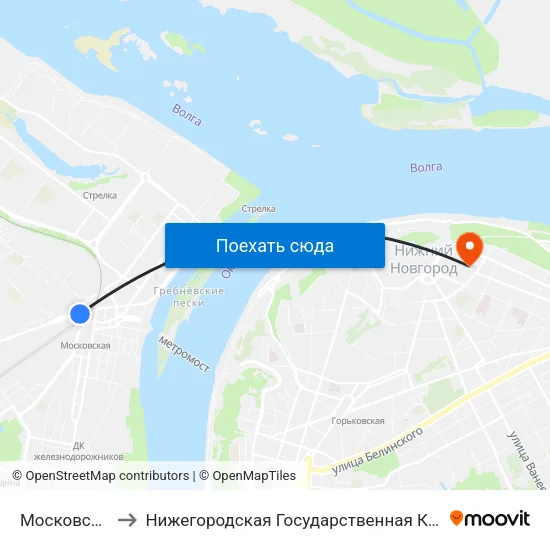 Московский Вокзал to Нижегородская Государственная Консерватория Им. М.И. Глинки map