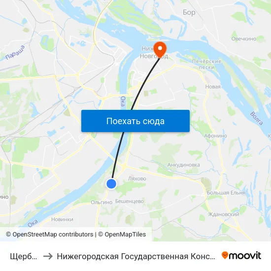 Щербинки-2 to Нижегородская Государственная Консерватория Им. М.И. Глинки map
