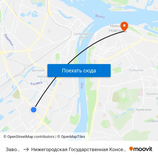 Заводская to Нижегородская Государственная Консерватория Им. М.И. Глинки map