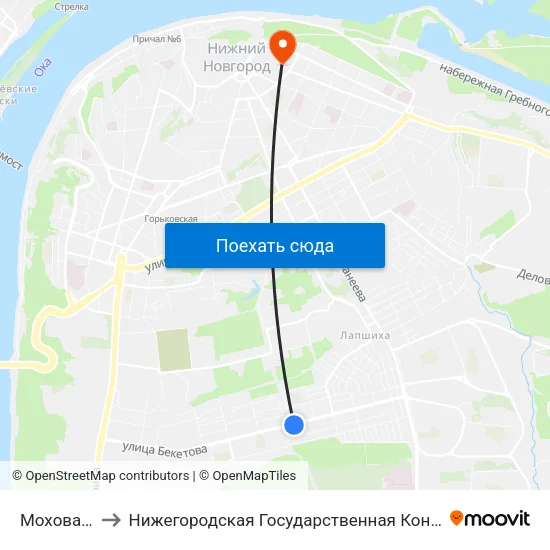 Моховая Улица to Нижегородская Государственная Консерватория Им. М.И. Глинки map