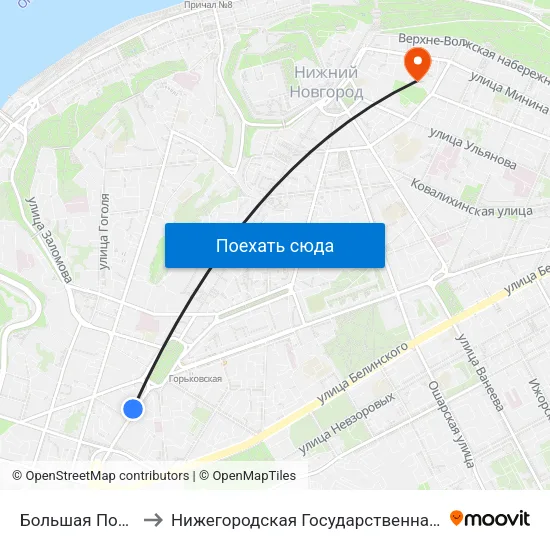 Большая Покровская Улица to Нижегородская Государственная Консерватория Им. М.И. Глинки map