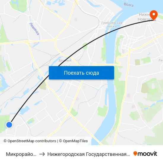 Микрорайон Соцгород-2 to Нижегородская Государственная Консерватория Им. М.И. Глинки map