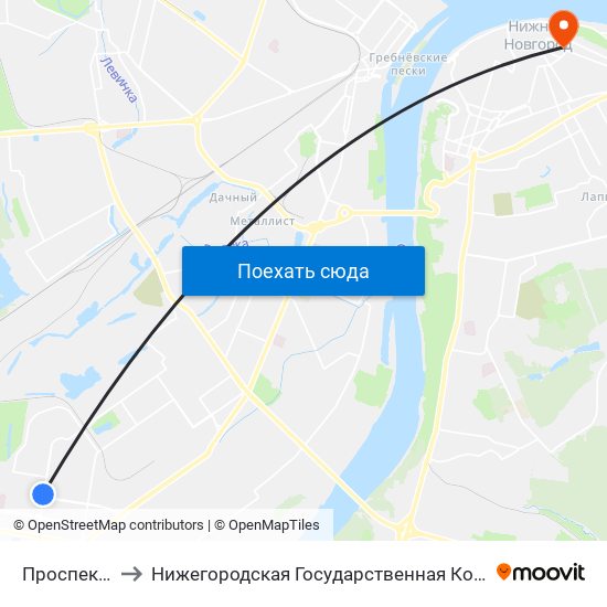 Проспект Кирова to Нижегородская Государственная Консерватория Им. М.И. Глинки map