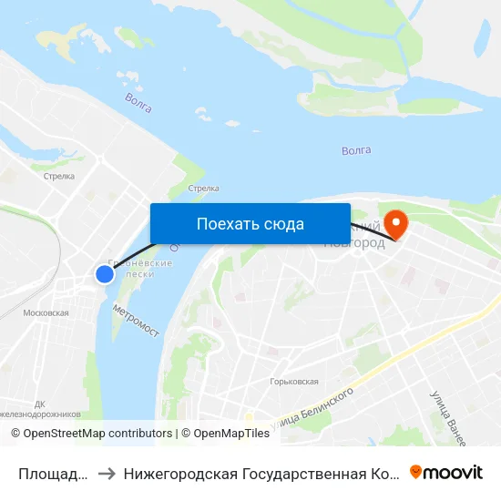 Площадь Ленина to Нижегородская Государственная Консерватория Им. М.И. Глинки map