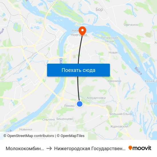 Молококомбинат "Нижегородский" to Нижегородская Государственная Консерватория Им. М.И. Глинки map