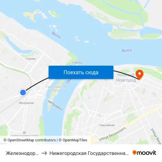Железнодорожный Вокзал to Нижегородская Государственная Консерватория Им. М.И. Глинки map