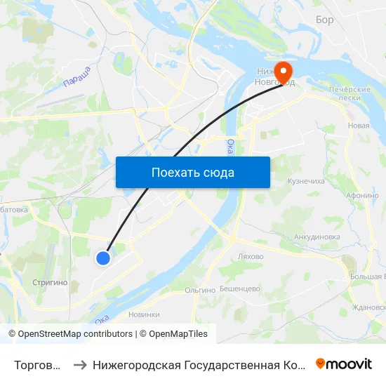 Торговый Центр to Нижегородская Государственная Консерватория Им. М.И. Глинки map