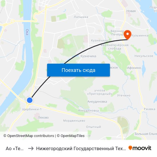 Ао «Термаль» to Нижегородский Государственный Технический Университет map