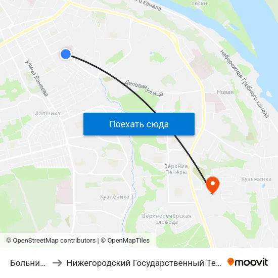 Больница №35 to Нижегородский Государственный Технический Университет map
