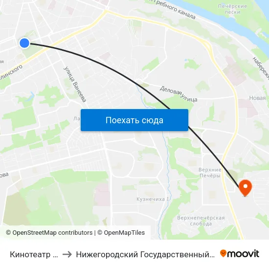 Кинотеатр «Спутник» to Нижегородский Государственный Технический Университет map