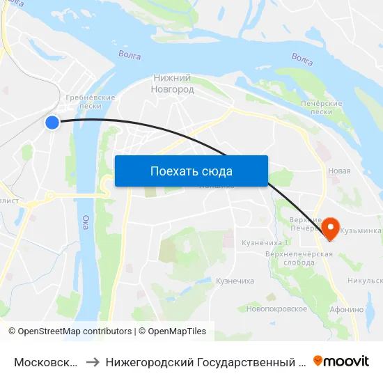 Московский Вокзал to Нижегородский Государственный Технический Университет map