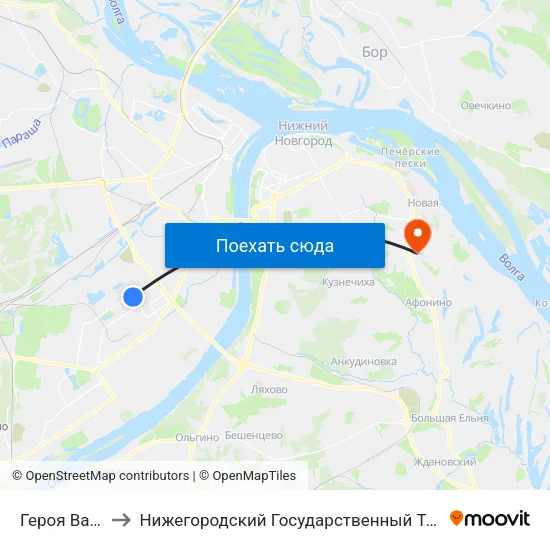 Героя Васильева to Нижегородский Государственный Технический Университет map