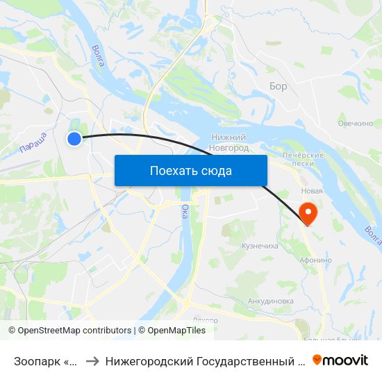 Зоопарк «Лимпопо» to Нижегородский Государственный Технический Университет map