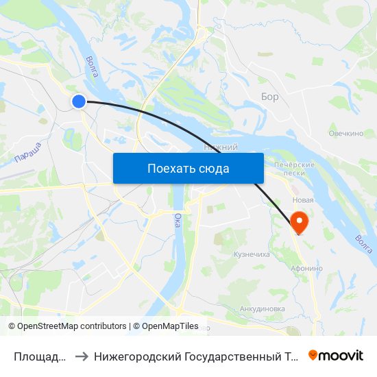 Площадь Славы to Нижегородский Государственный Технический Университет map