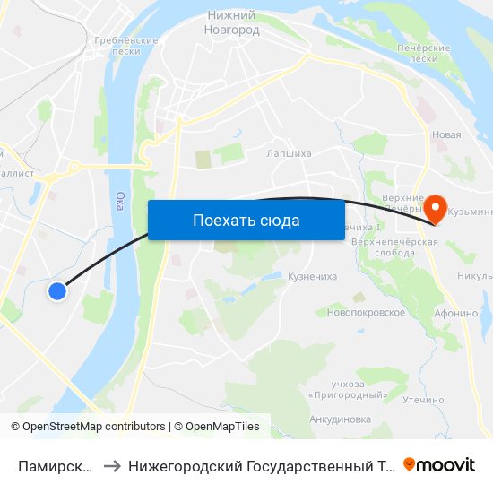 Памирская Улица to Нижегородский Государственный Технический Университет map