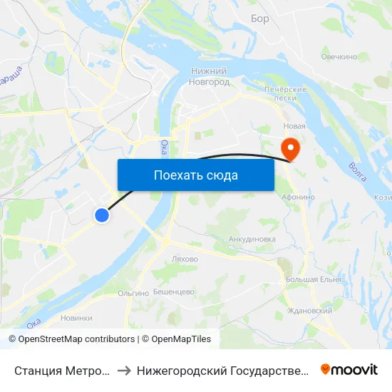 Станция Метро «Автозаводская» to Нижегородский Государственный Технический Университет map