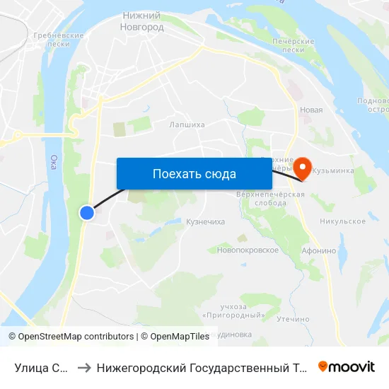 Улица Сурикова to Нижегородский Государственный Технический Университет map