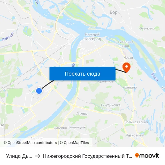 Улица Дьяконова to Нижегородский Государственный Технический Университет map