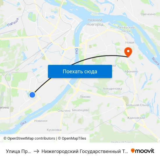 Улица Прыгунова to Нижегородский Государственный Технический Университет map