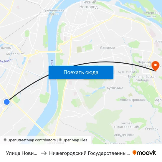 Улица Новикова-Прибоя to Нижегородский Государственный Технический Университет map
