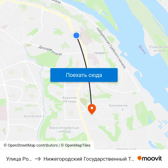 Улица Родионова to Нижегородский Государственный Технический Университет map
