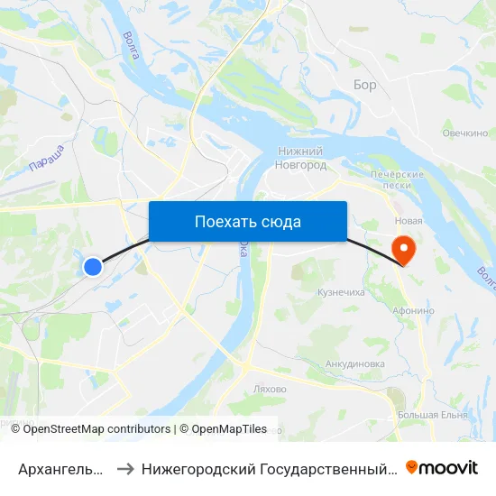 Архангельская Улица to Нижегородский Государственный Технический Университет map