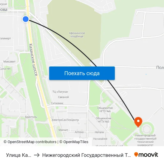 Улица Касьянова to Нижегородский Государственный Технический Университет map