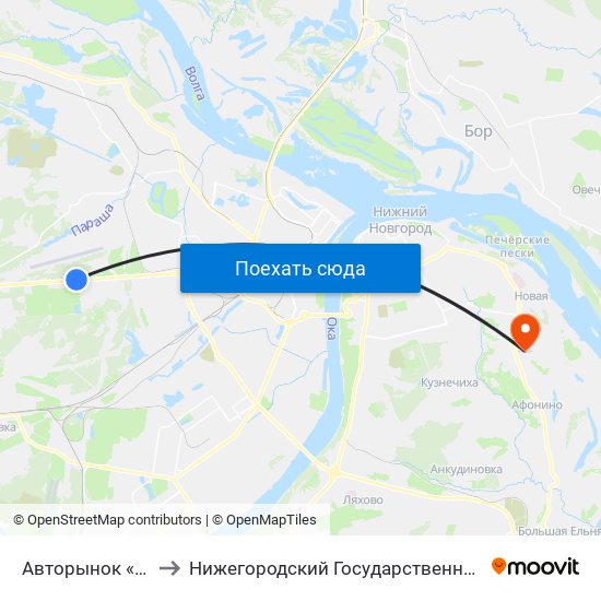 Авторынок «Московский» to Нижегородский Государственный Технический Университет map