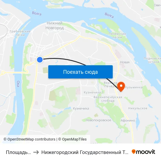 Площадь Лядова to Нижегородский Государственный Технический Университет map