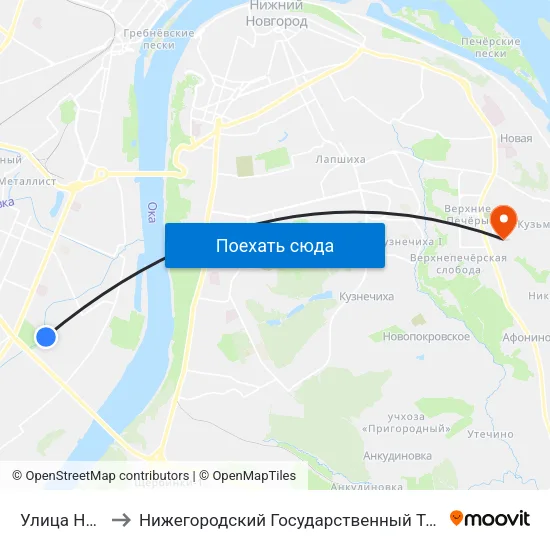 Улица Нахимова to Нижегородский Государственный Технический Университет map