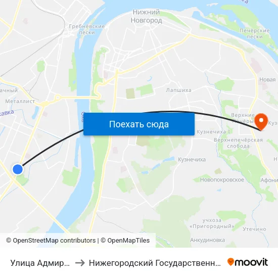 Улица Адмирала Нахимова to Нижегородский Государственный Технический Университет map