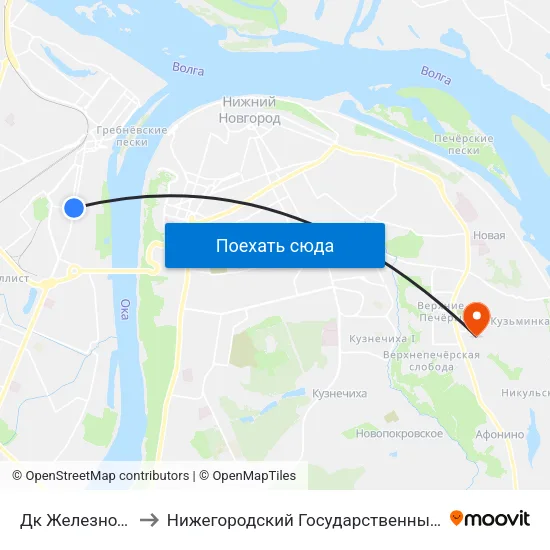 Дк Железнодорожников to Нижегородский Государственный Технический Университет map