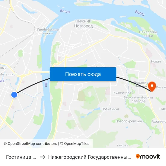 Гостиница «Заречная» to Нижегородский Государственный Технический Университет map