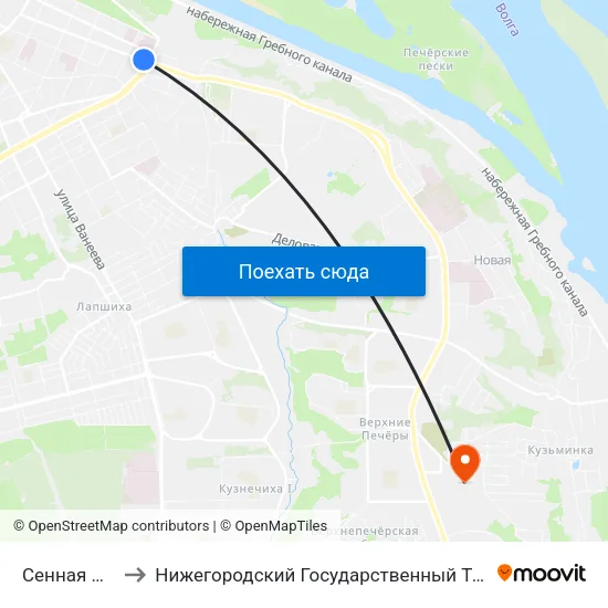 Сенная Площадь to Нижегородский Государственный Технический Университет map