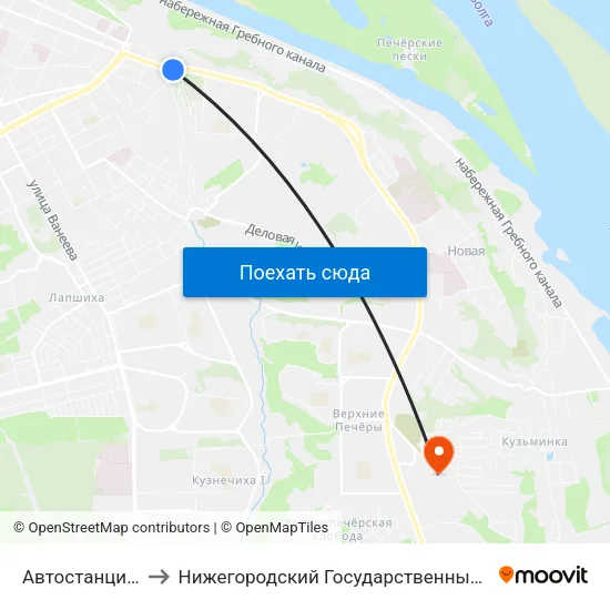 Автостанция «Сенная» to Нижегородский Государственный Технический Университет map
