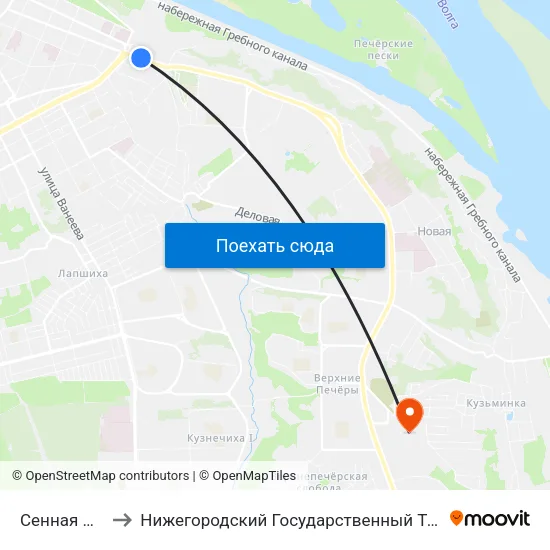 Сенная Площадь to Нижегородский Государственный Технический Университет map