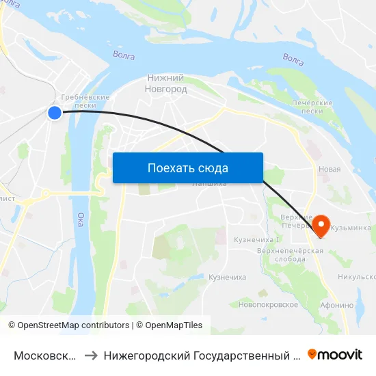 Московский Вокзал to Нижегородский Государственный Технический Университет map