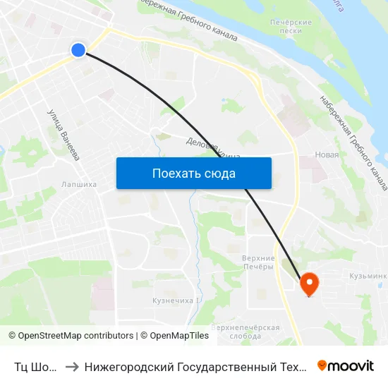 Тц Шоколад to Нижегородский Государственный Технический Университет map