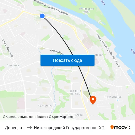 Донецкая Улица to Нижегородский Государственный Технический Университет map