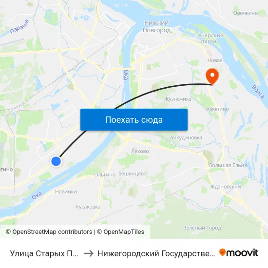 Улица Старых Производственников to Нижегородский Государственный Технический Университет map