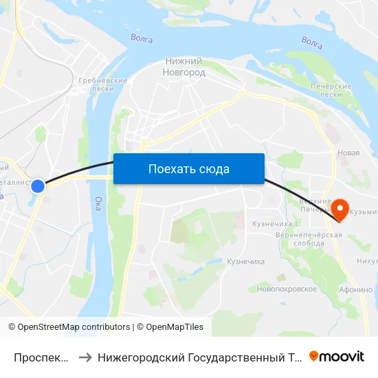 Проспект Ленина to Нижегородский Государственный Технический Университет map