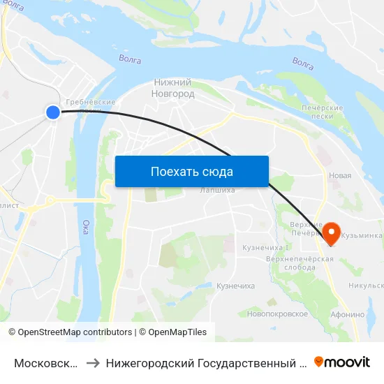 Московский Вокзал to Нижегородский Государственный Технический Университет map