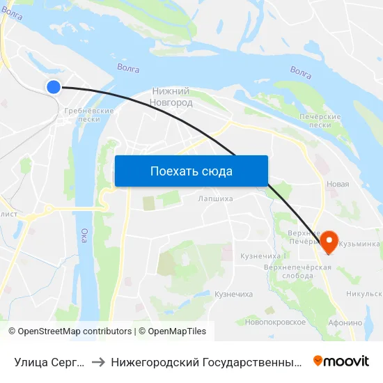 Улица Сергея Есенина to Нижегородский Государственный Технический Университет map