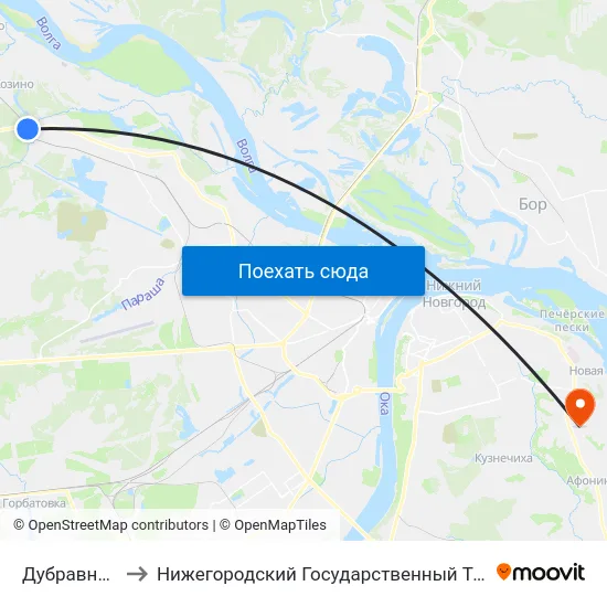 Дубравная Улица to Нижегородский Государственный Технический Университет map