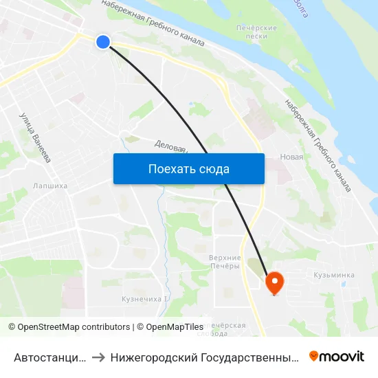 Автостанция «Сенная» to Нижегородский Государственный Технический Университет map