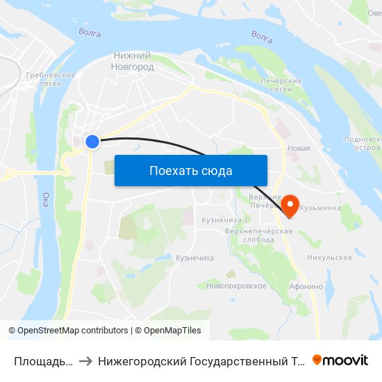 Площадь Лядова to Нижегородский Государственный Технический Университет map