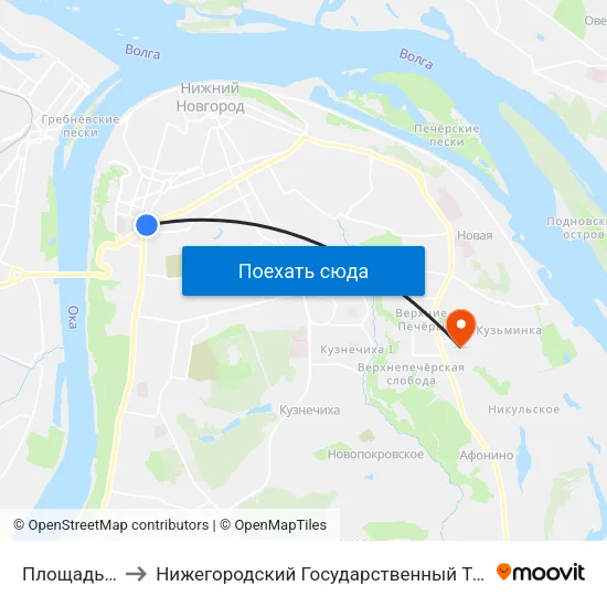 Площадь Лядова to Нижегородский Государственный Технический Университет map