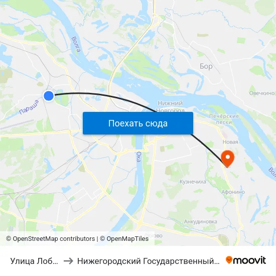 Улица Лобачевского to Нижегородский Государственный Технический Университет map
