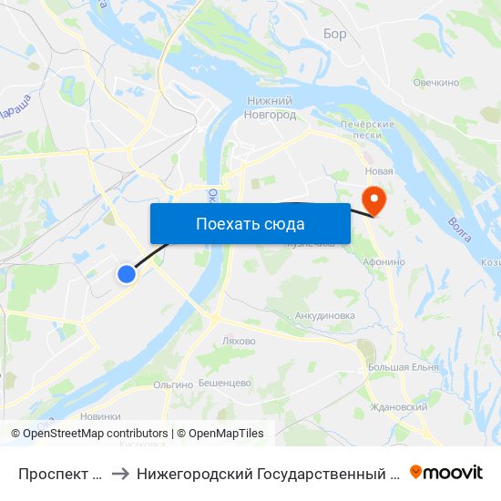 Проспект Бусыгина to Нижегородский Государственный Технический Университет map